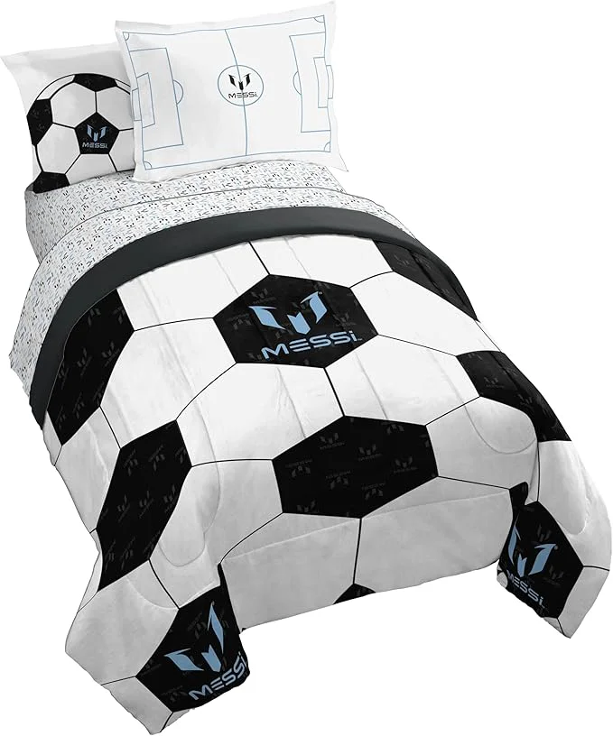 Selected Jay Franco Kids Comforter Set Includes Sheets and Pillow Cover - Soft and Cozy Bed Set for Stylish Room Décor White - Messi 5 Piece Twin Outstanding
