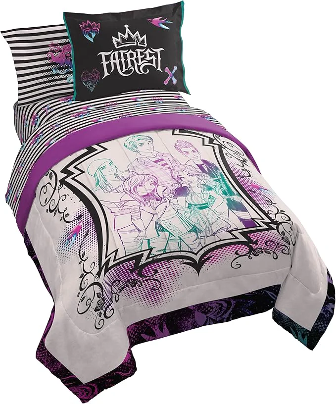 Selected Jay Franco Kids Comforter Set Includes Sheets and Pillow Cover - Soft and Cozy Bed Set for Stylish Room Décor Multi - Descendants 7 Piece Full Sustainable