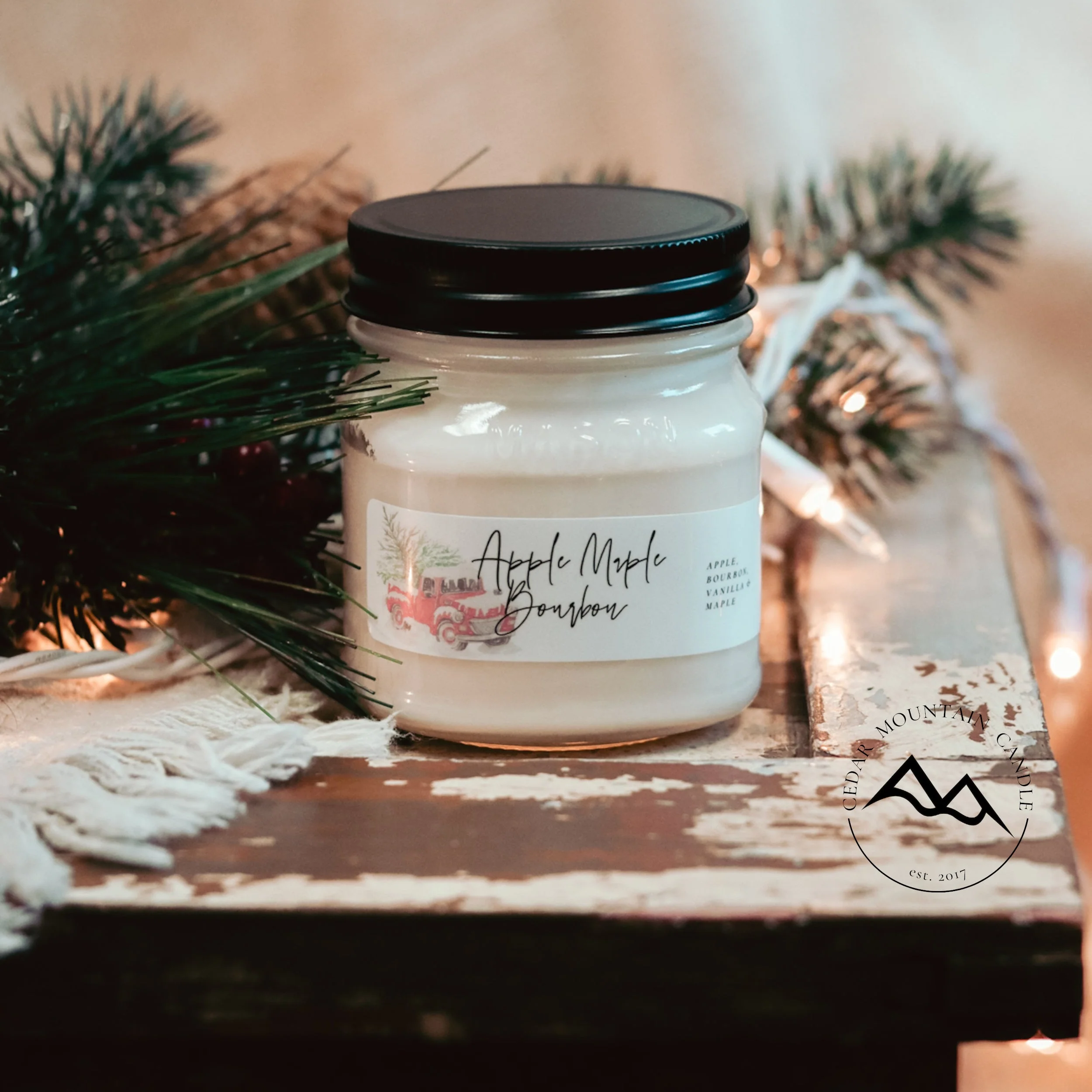 Responsible Christmas Farm Truck Mason Jar Candle Contemporary