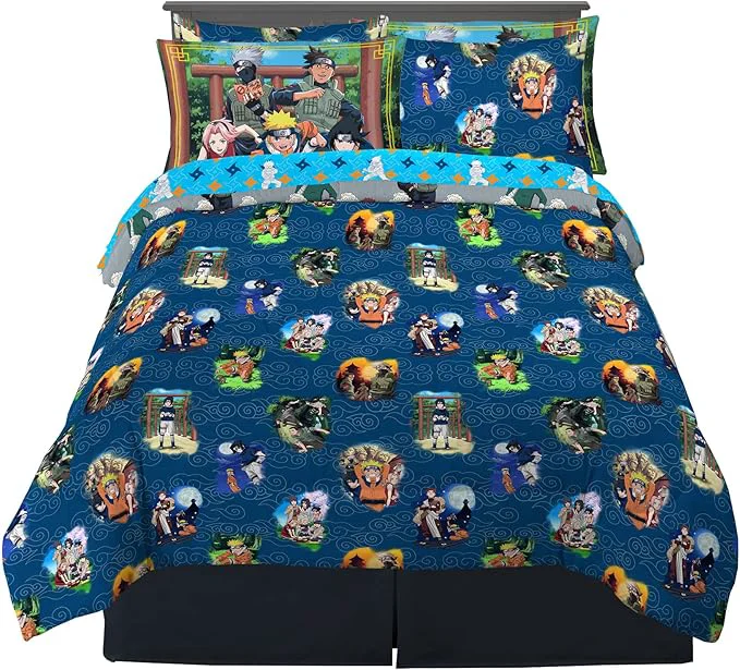 Contemporary Naruto Anime Bedding Super Soft Comforter and Sheet Set with Sham 7 Piece Full Size By Franco Original