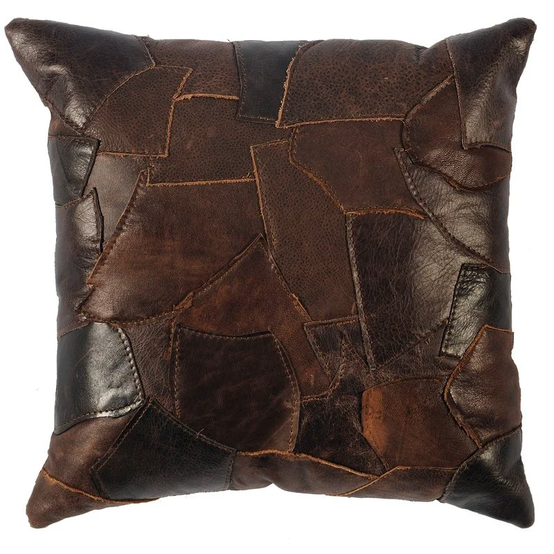 Functional Patchwork Leather Pillow 16 quot x16 quot Detailed