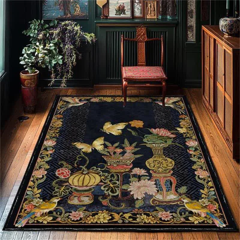 Relaxed Ownkoti Vintage Floral amp Bird Foldable Area Rug Elegant