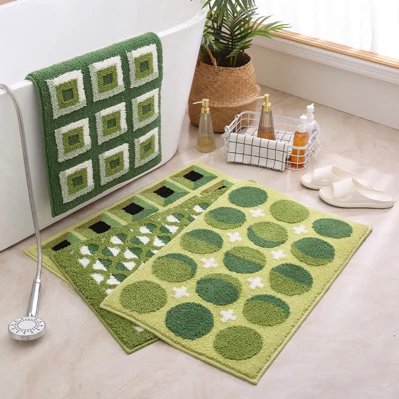 Fashionable Ownkoti Geometric Pattern Jacquard Non-slip Bath Mat Classic