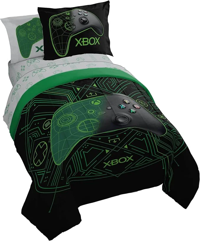 Secure Jay Franco Kids Comforter Set Includes Sheets and Pillow Covers - Soft and Cozy Bed Set for Stylish Room Decor Licensed Product White - Xbox 5 Piece Twin Effective
