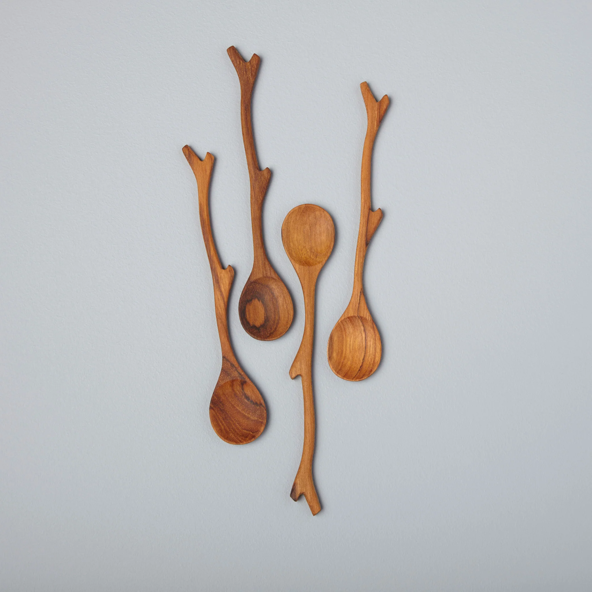 Certified Teak Twig Spoons Set of 4 Expertly Made