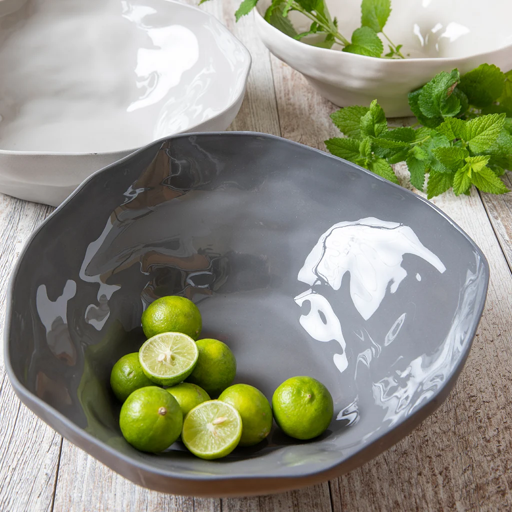 Contemporary Tam Stoneware Small Serving Bowl Slate Flexible