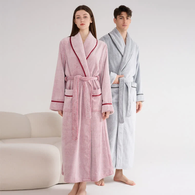 Selected Ownkoti Unisex Plush Solid Color Warm Bathrobe Responsible