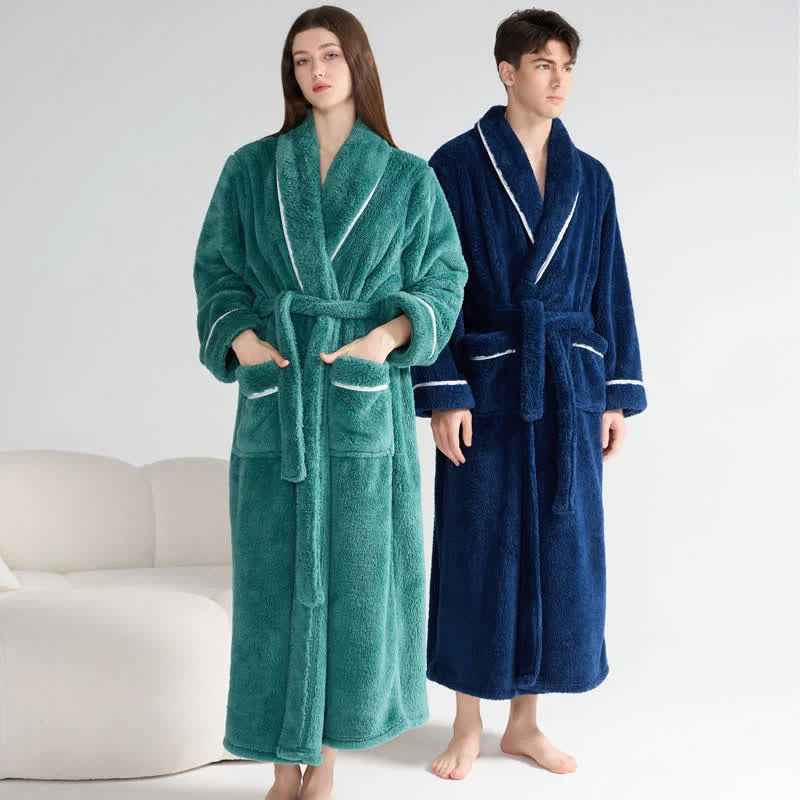 Fine Ownkoti Unisex Plush Solid Warm Long Robe Soft