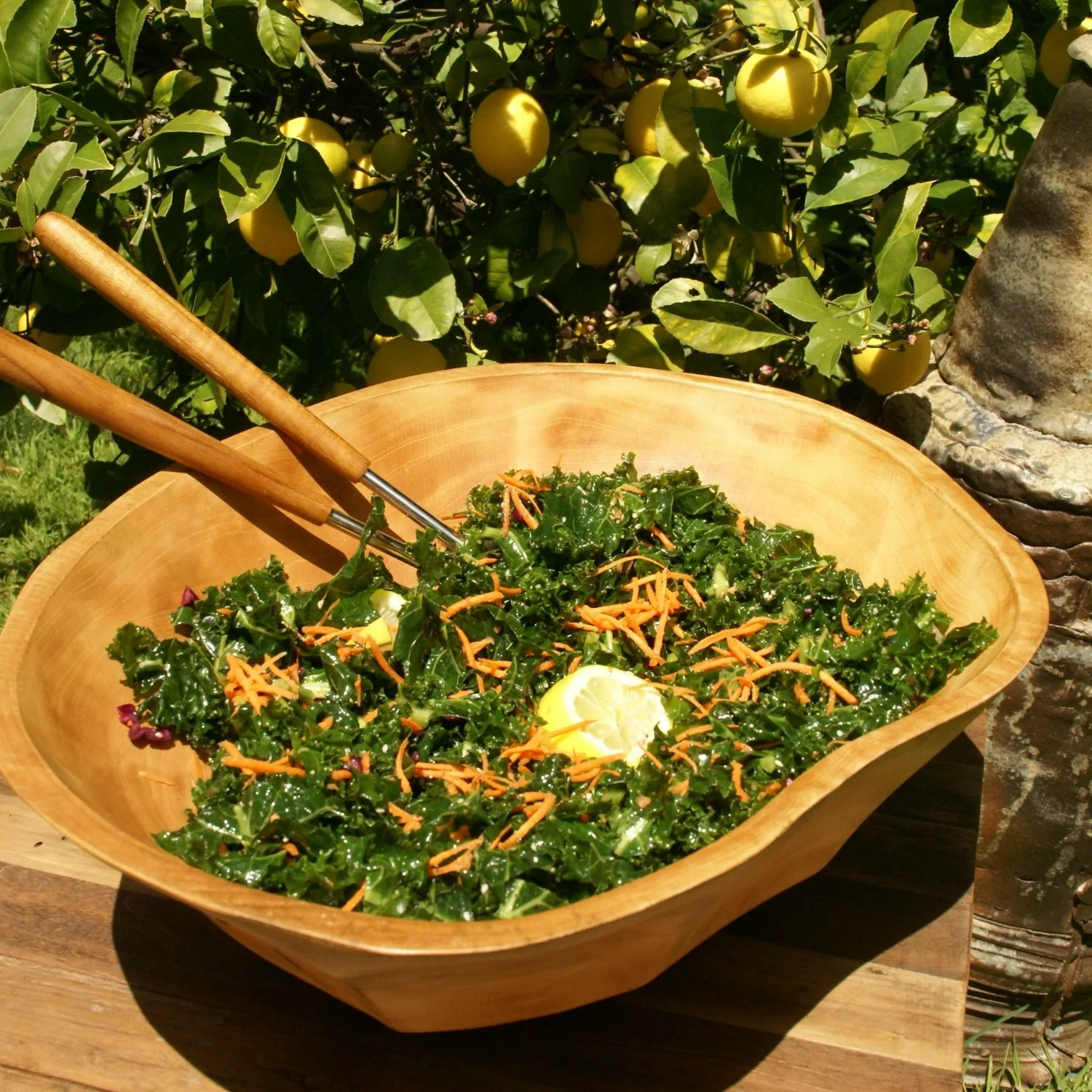 Dependable Kiln Mango Wood Curved Bowl Large Solid