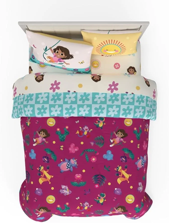 Clean Dora The Explorer Kids Bedding Set Super Soft amp Cozy Reversible Microfiber Comforter and Sheet Set with Sham 7 Piece Full Size ly Licensed Product by Franco Specialty