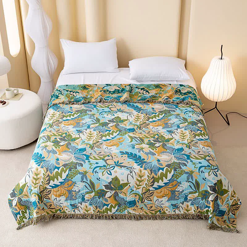 Original Ownkoti Abstract Art Leaf Cotton Gauze Quilt High-Quality