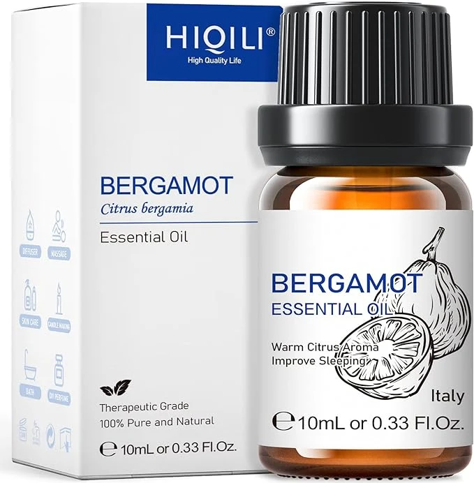 Certified HIQILI Bergamot Essential Oil for Diffuser Pure Natural Travel Size Consistent