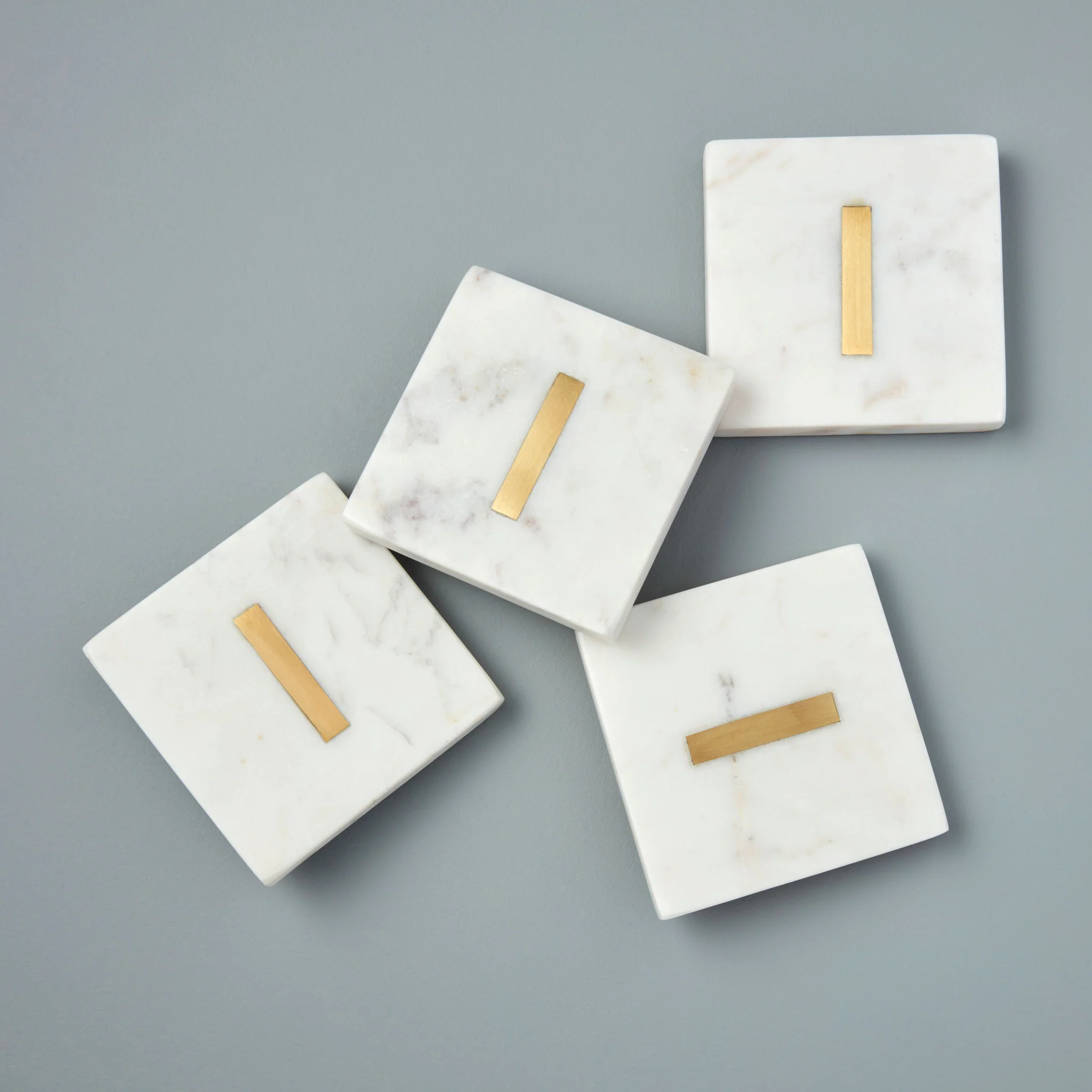 Soft Verona Marble Monogram Coasters Set of 4 - Letter I Elegant