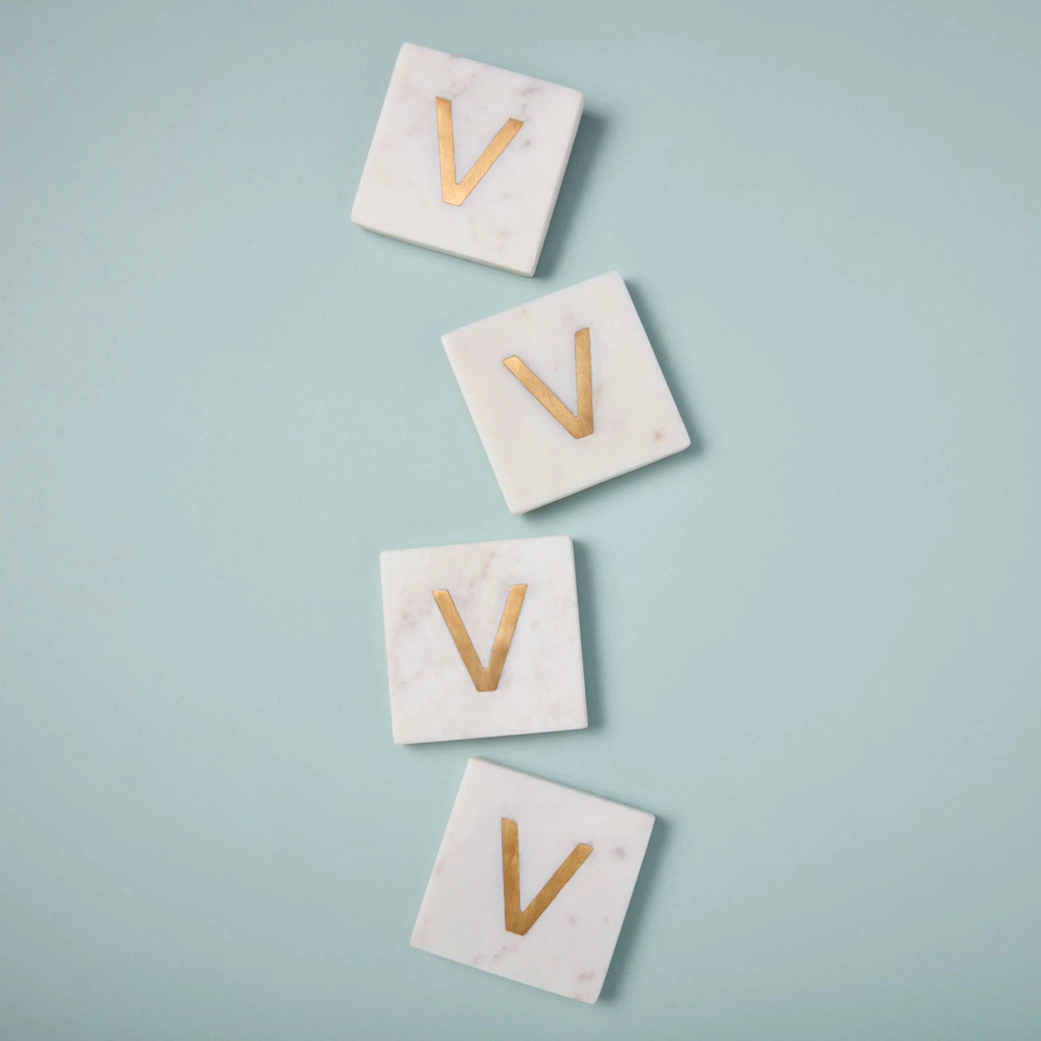 Powerful Verona Marble Monogram Coasters Set of 4 - Letter V Exceptional