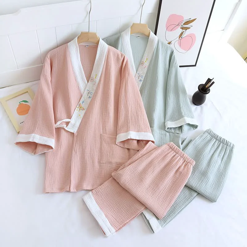 Outstanding Ownkoti Butterfly Embroidered Cotton Gauze Kimono Loungewear Carefully Designed