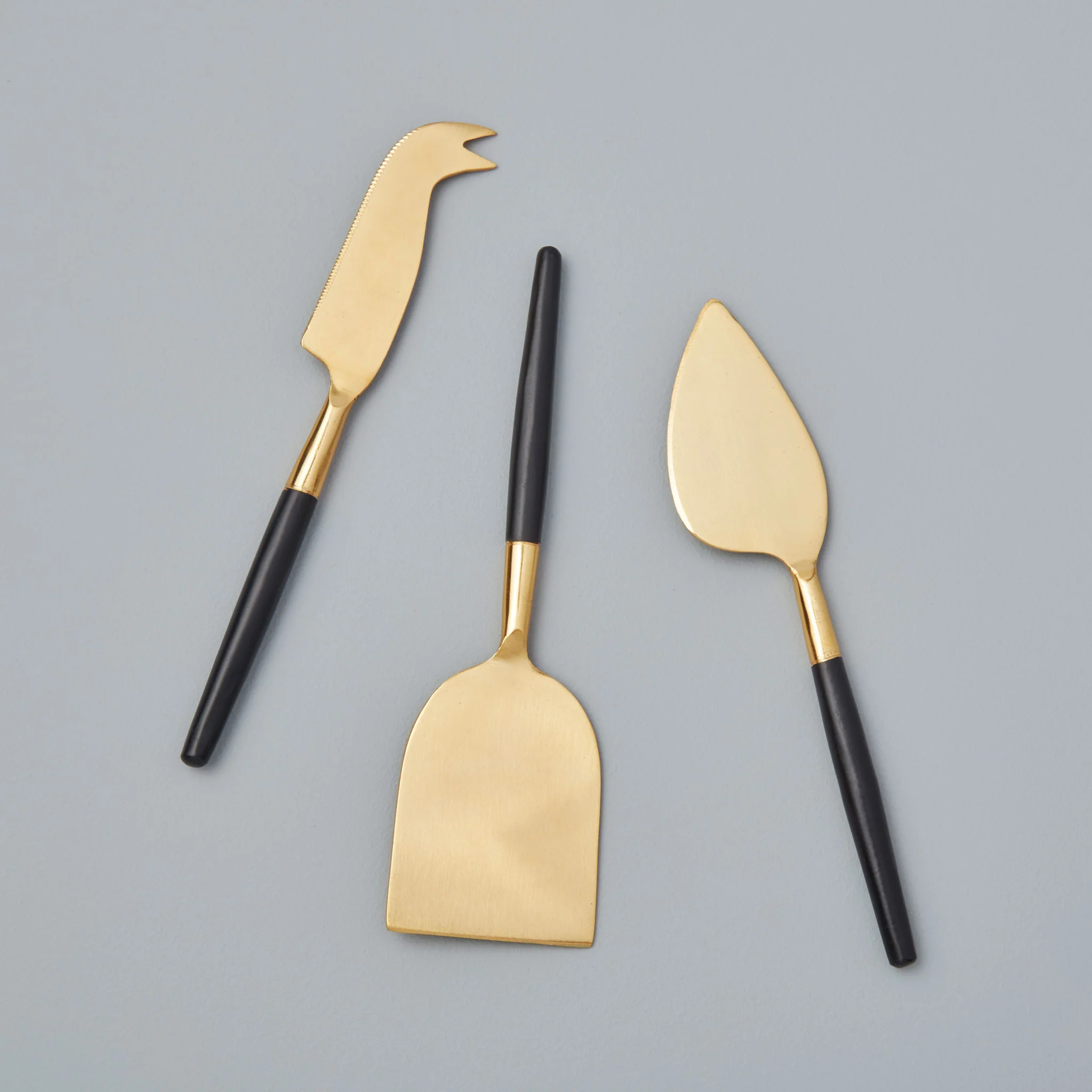 Modern Black amp Gold Cheese Knife Set of 3 Smooth