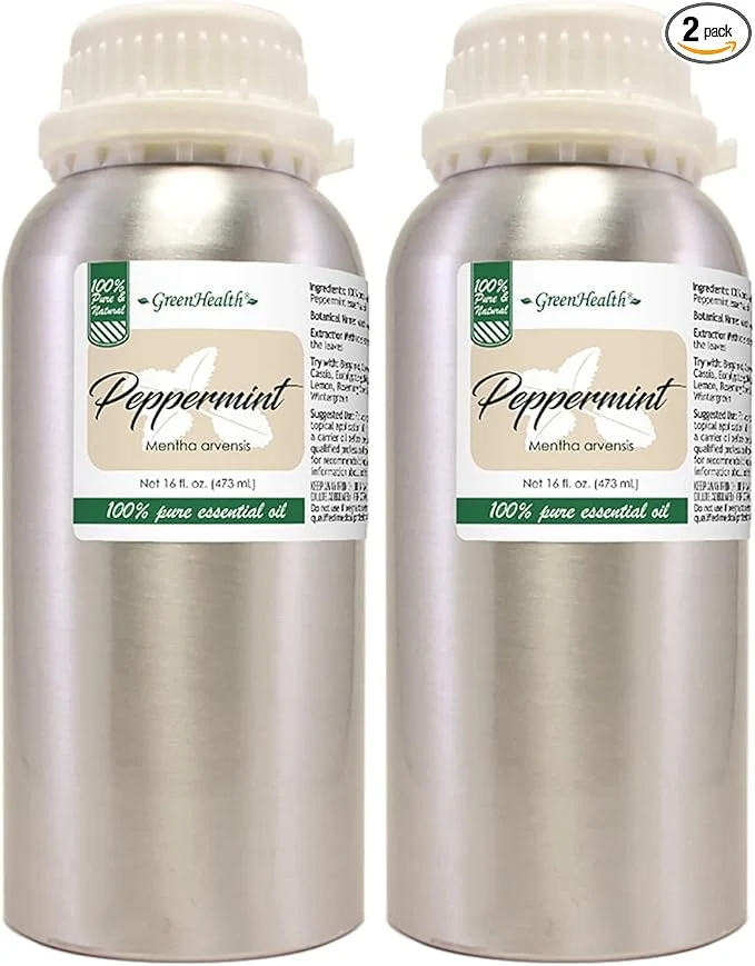 Recyclable GreenHealth Peppermint Essential Oil – 2 Pack – Pure Uncut – Strong Smart