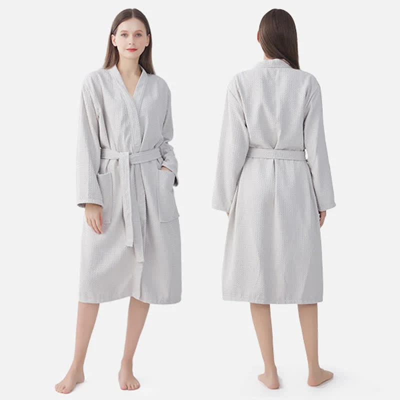 Exceptional Ownkot Quick-drying Waffle Weave Cotton Spa Bathrobe Expertly Made