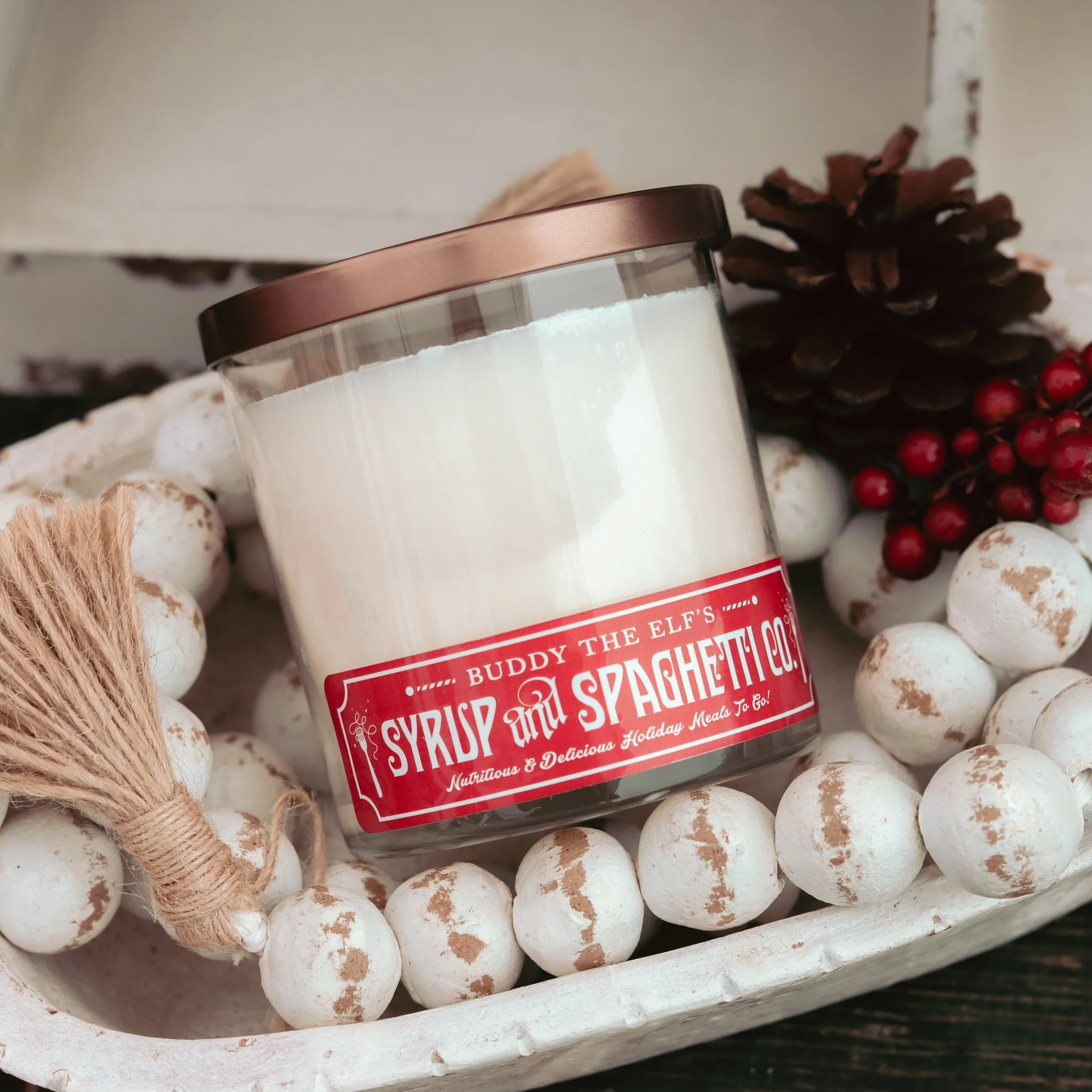 Organic Elf Syrup amp Spaghetti 9 oz Jar Soy Candle - Winter Scents Flexible