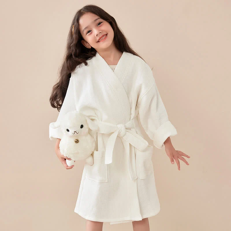 Professional Ownkoti Solid Waffle Weave Cotton Child Bathrobe Versatile