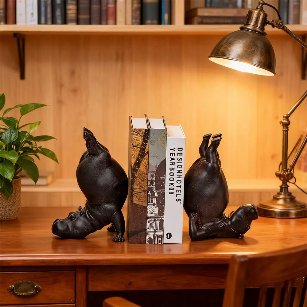 Outstanding Ownkoti Resin Hippo Bookend Decorative Book Holder Solid