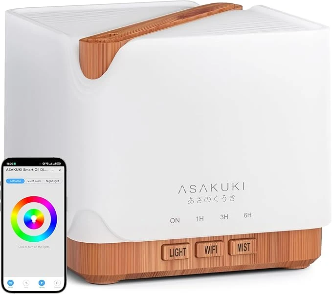 Innovative ASAKUKI Essential Oil Diffuser for Home Smart WiFi 700 ml Humidifier Connect Reusable