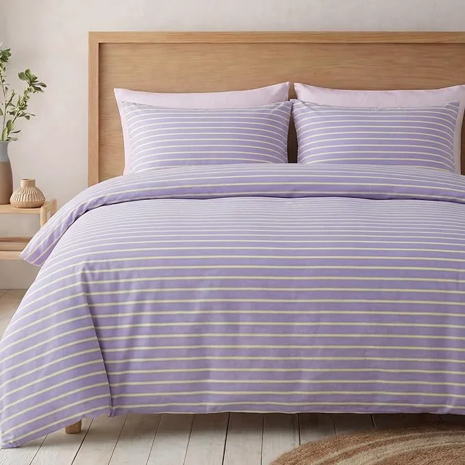 Trusted Bedbay Lavender Striped Duvet Cover Set King Size Cotton Sateen Bedding Set Silky Soft Light amp Fresh 3 Piece Duvet Cover for All Seasons Comfortable
