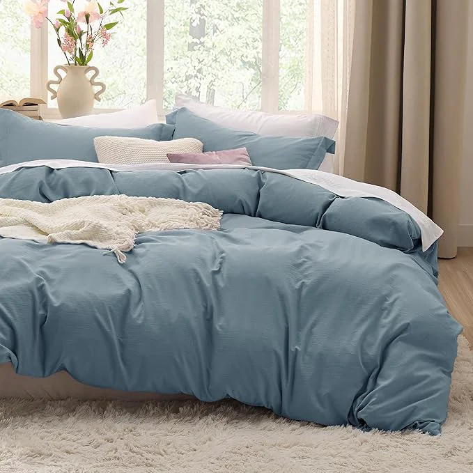 Innovative Bedsure Mineral Blue Duvet Cover Twin Twin XL Size - 2 Pieces Prewashed Cotton-Like Polyester Extra Soft Bedding Set Includes 1 Duvet Cover 68 39 39 x90 39 39 with Zipper Closure amp 1 Pillow Sham No Comforter Carefully Designed