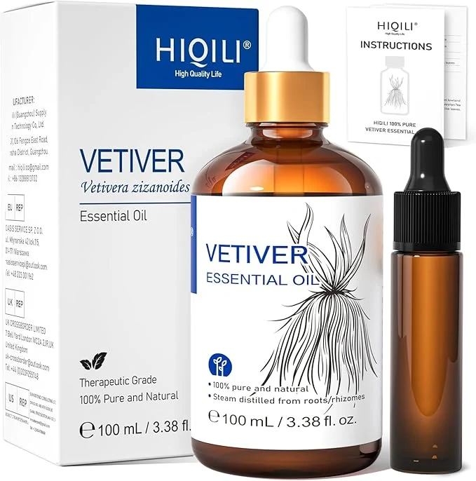 Contemporary HIQILI 100ML Vetiver Essential Oil Pure Natural Original
