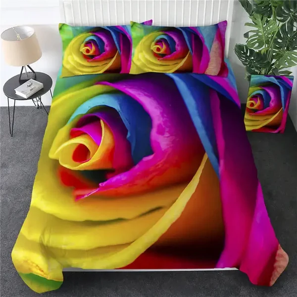 Trendy Colorful Roses Duvet Cover Practical