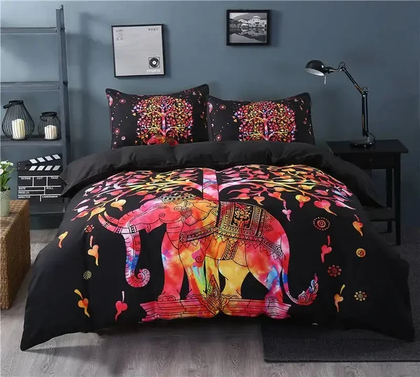 Sustainable Boho Mandala Elephant Duvet Cover Certified