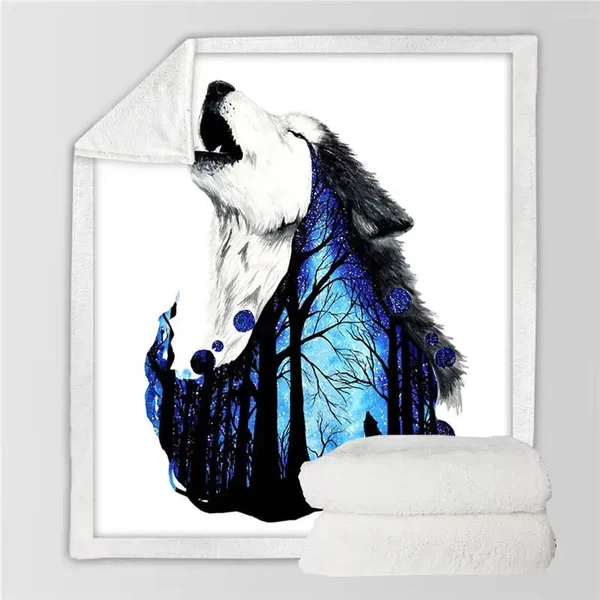 Contemporary Wolf Throw Blanket Solid