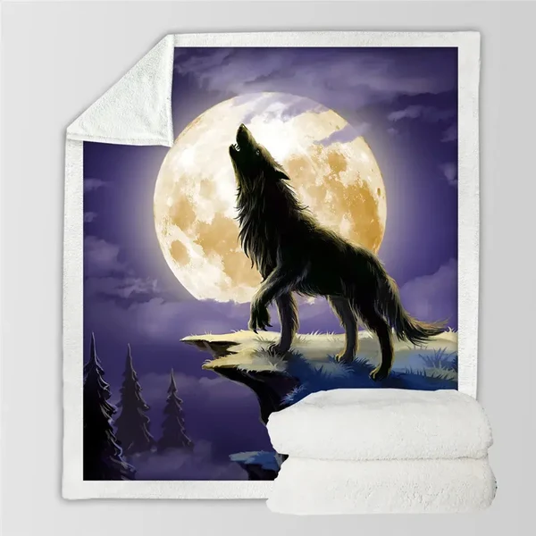 Optimized Wolf Throw Blanket Green