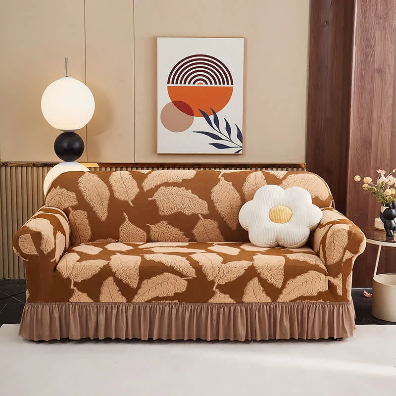 Next-Generation Ownkoti Jacquard Leaf Elastic Full-Wrap Slipcover Genuine