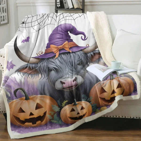 Pure Bull Head Pumpkins Throw Blanket Excellent