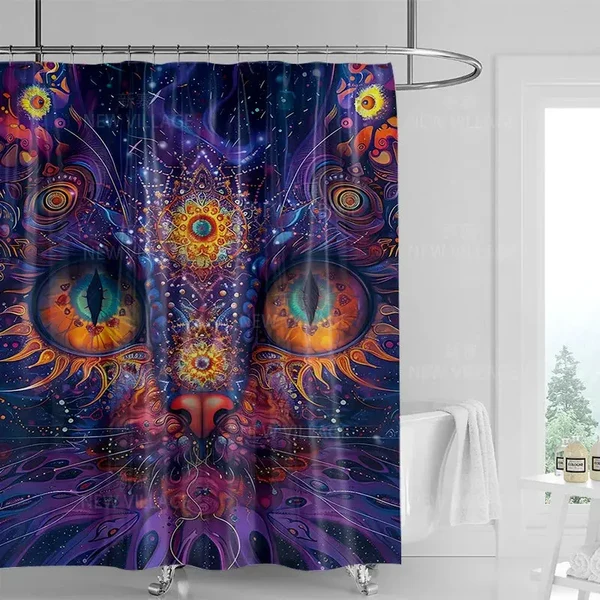 Convenient Bohemian Cat Shower Curtain Modern