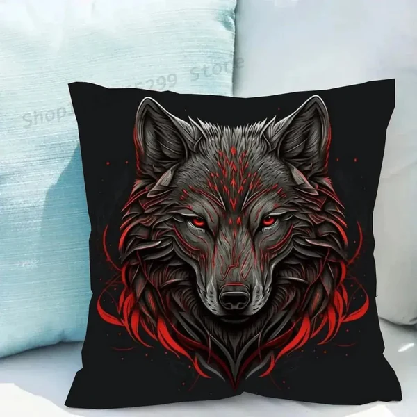 Stylish Wolf Red Cushion Cover Efficient