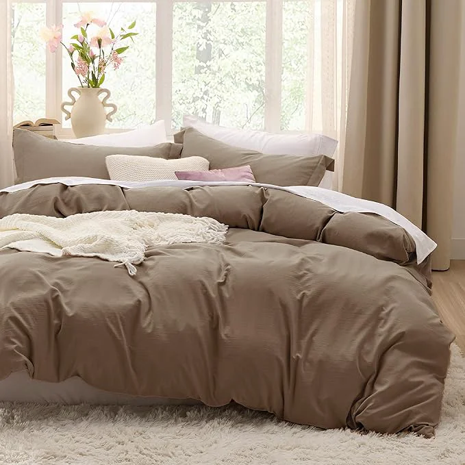 Premium Bedsure Coffee California King Duvet Cover - Prewashed Cotton-Like Polyester Extra Soft Bedding Set Includes 1 Cal King Duvet Cover 104 39 39 x98 39 39 with Zipper Closure amp 2 Pillow Shams No Comforter First-Class