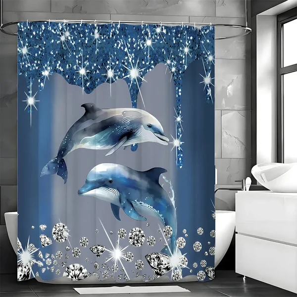 Refined Diamond Dolphin Shower Curtain Minimalist