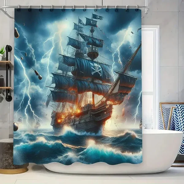 Prestigious Pirate Ship Shower Curtain Fashionable