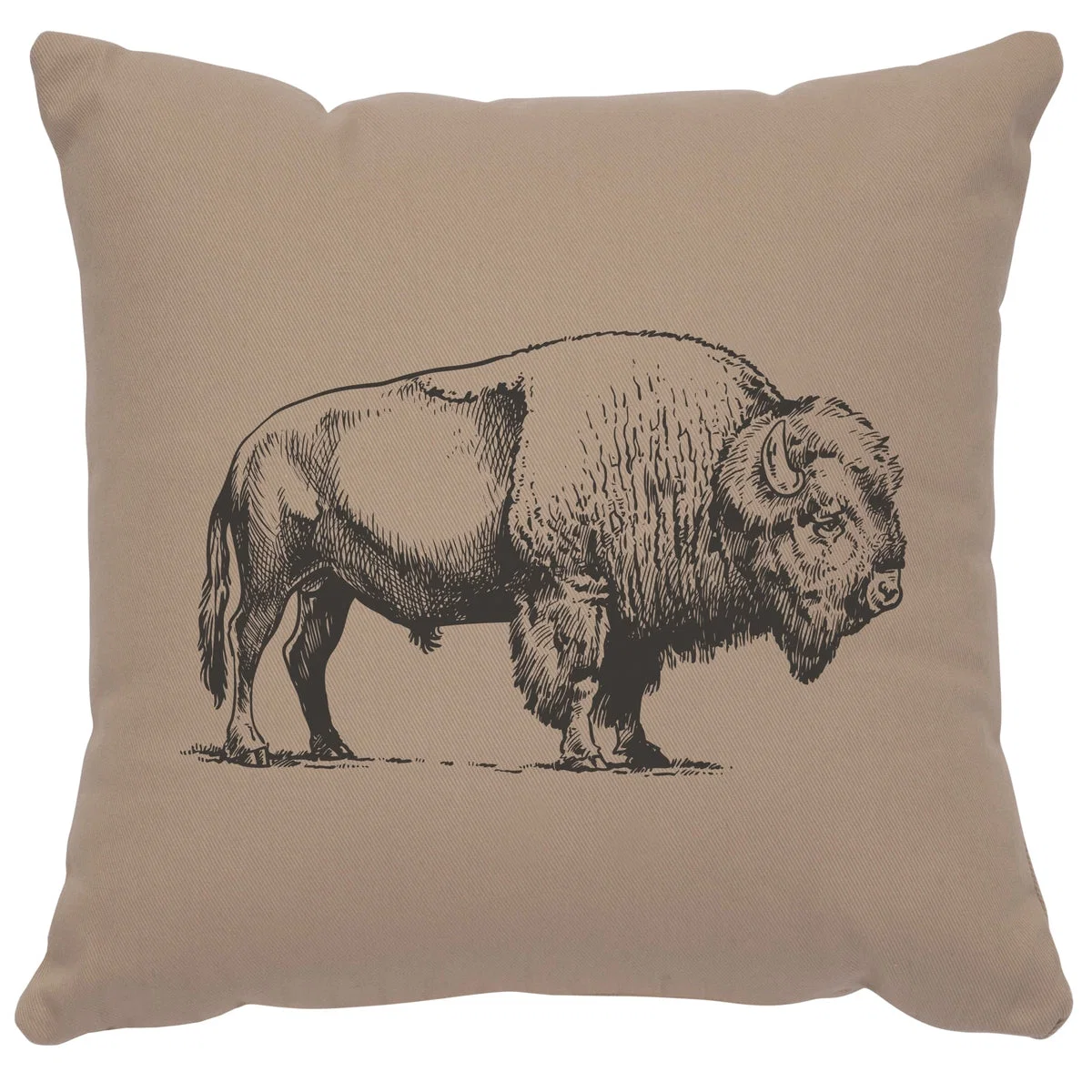 Genuine quot Buffalo quot Image Pillow - Cotton Alabaster Pure
