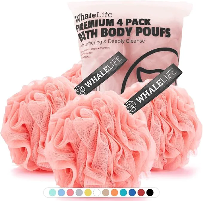 Innovative Loofah Sponge Bath Sponge for Women Men 4 Pack Green