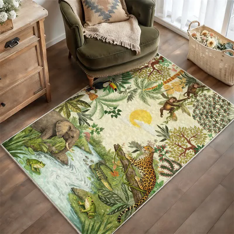 Healthy Ownkoti Tropical Wildlife Scene Rectangle Area Rug Minimalist