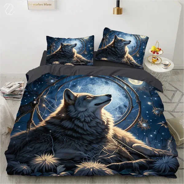 High-Quality 3D Wolf Dreamcatcher Duvet Cover Selected