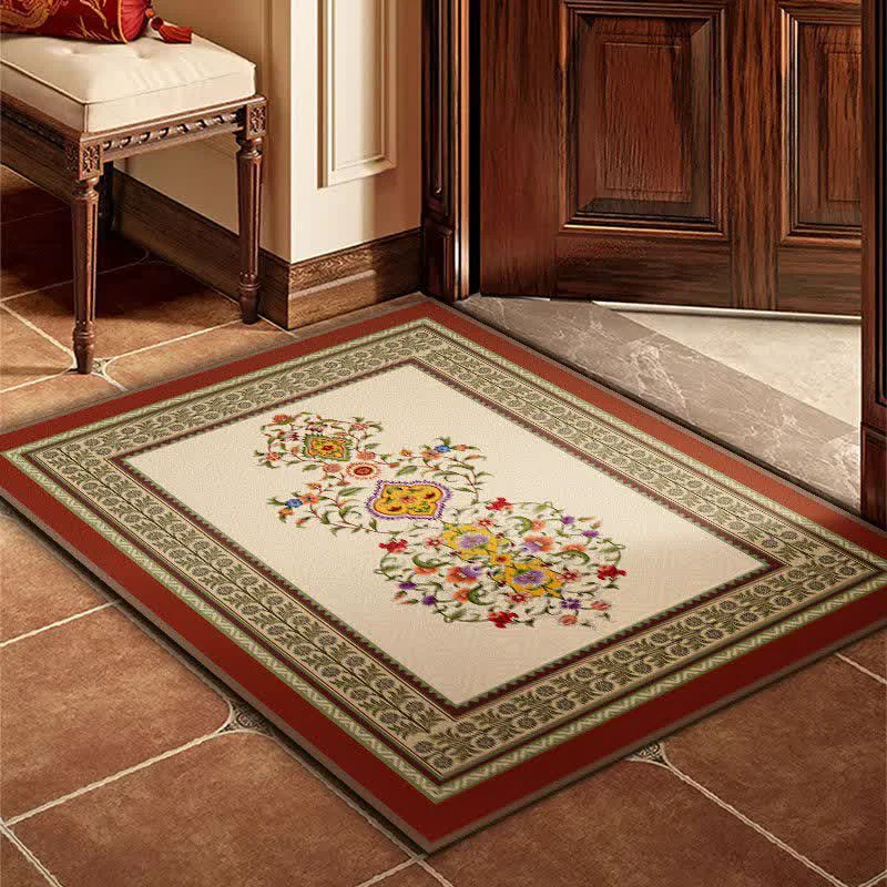Safe Ownkoti Retro Ethnic Style Floral Door Mat Fashionable