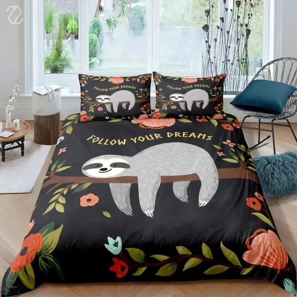 Unique Cartoon Sloth Duvet Cover High-Quality