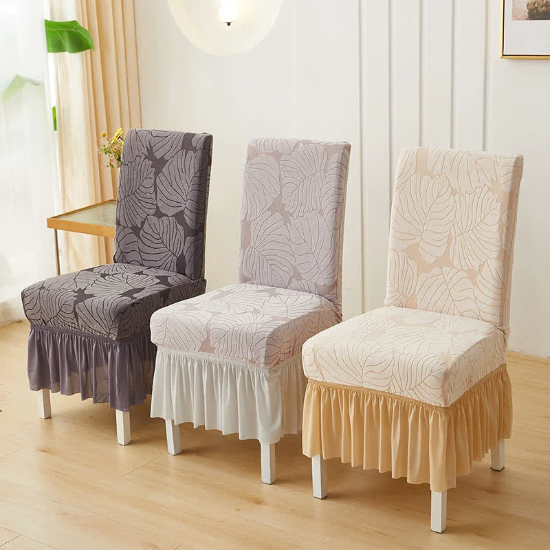 Exceptional Ownkoti Jacquard Leaf Parsons Chair Slipcover Green