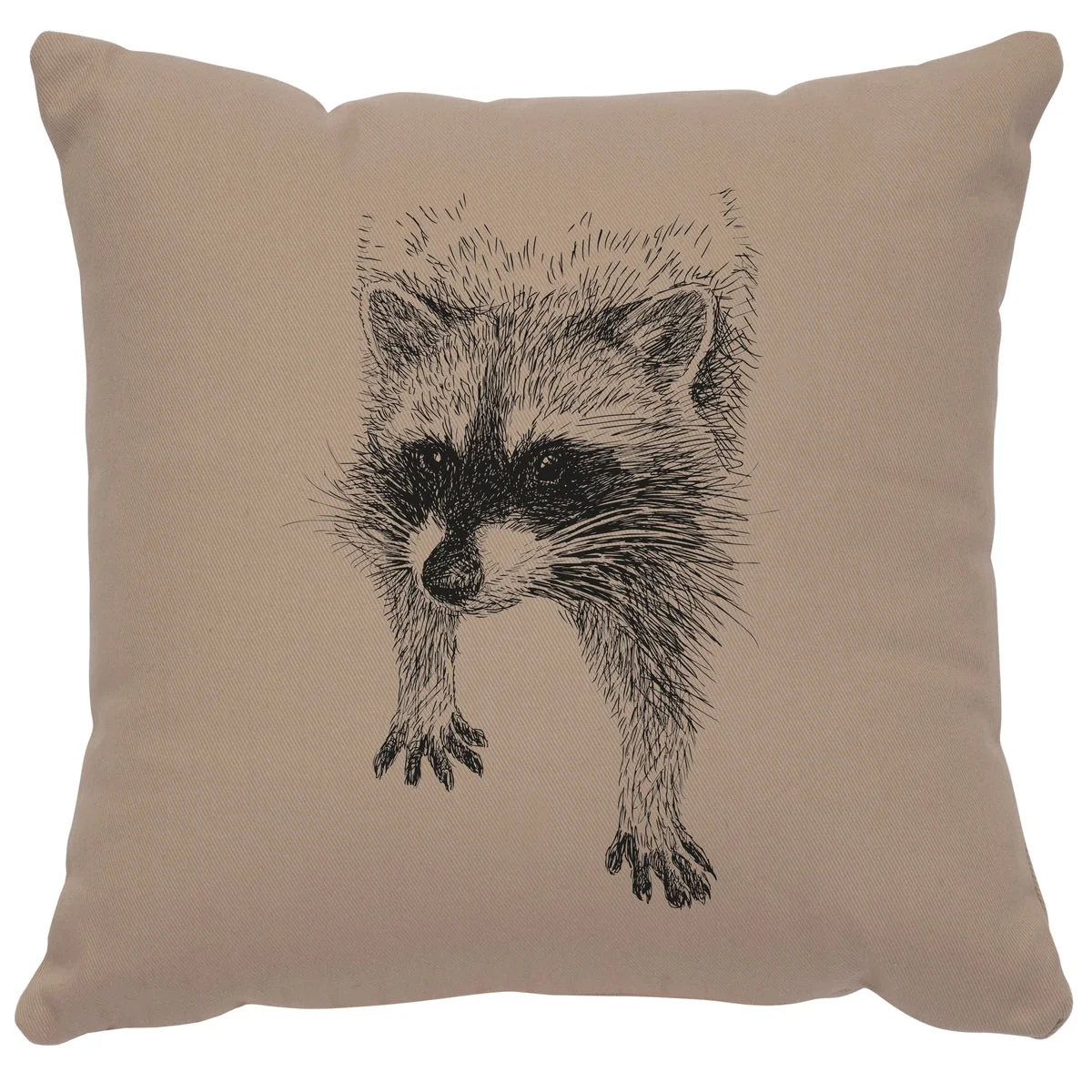Stylish quot Raccoon quot Image Pillow - Cotton Alabaster Genuine