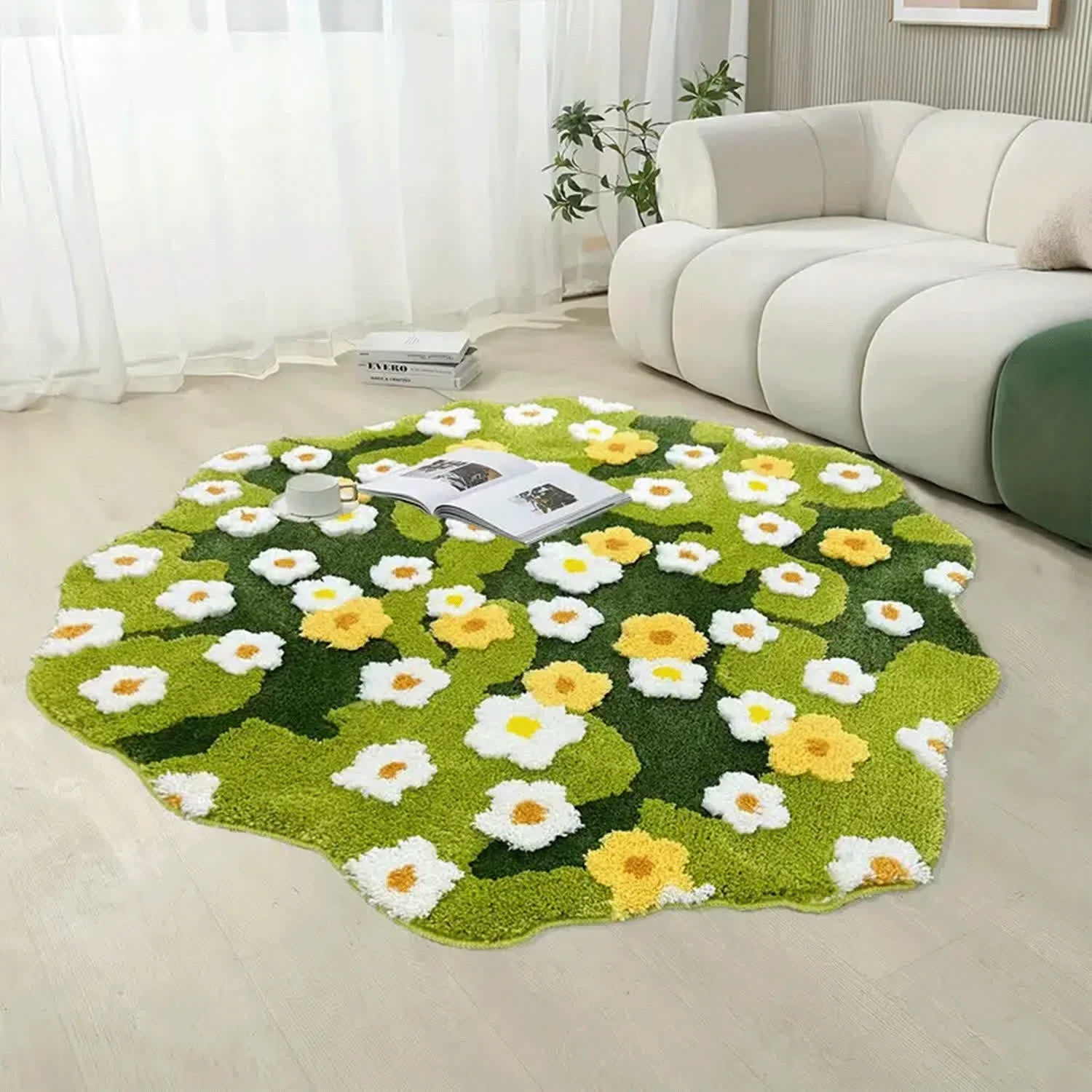 Classic Ownkoti Rustic Style Daisy Bath Rug Top-Quality