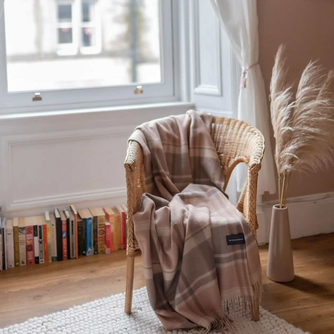Minimalist Lambswool Blanket in Neutral Multi Check Superior
